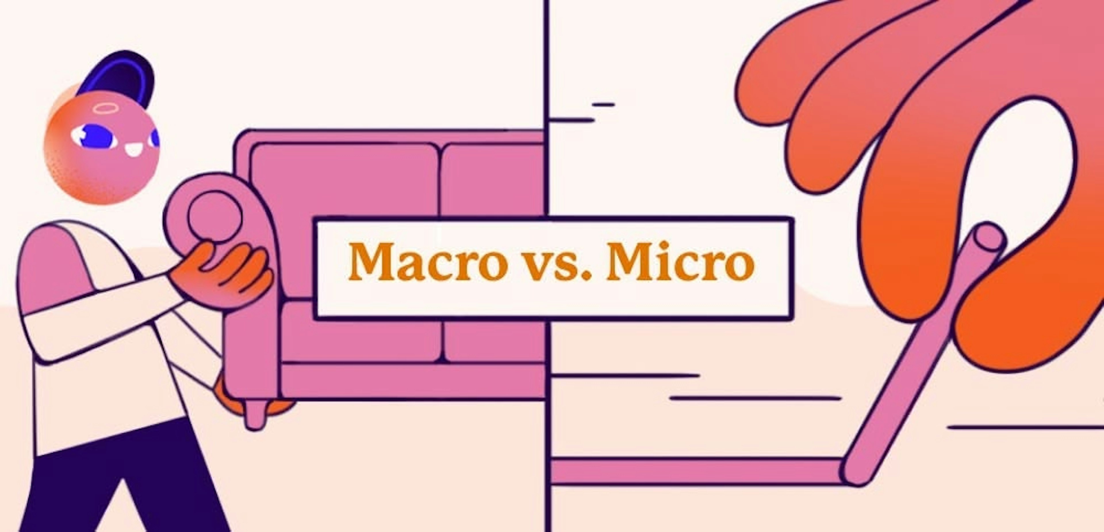 An illustration contrasting macro and micro changes, emphasizing that small details matter just as much as big features.