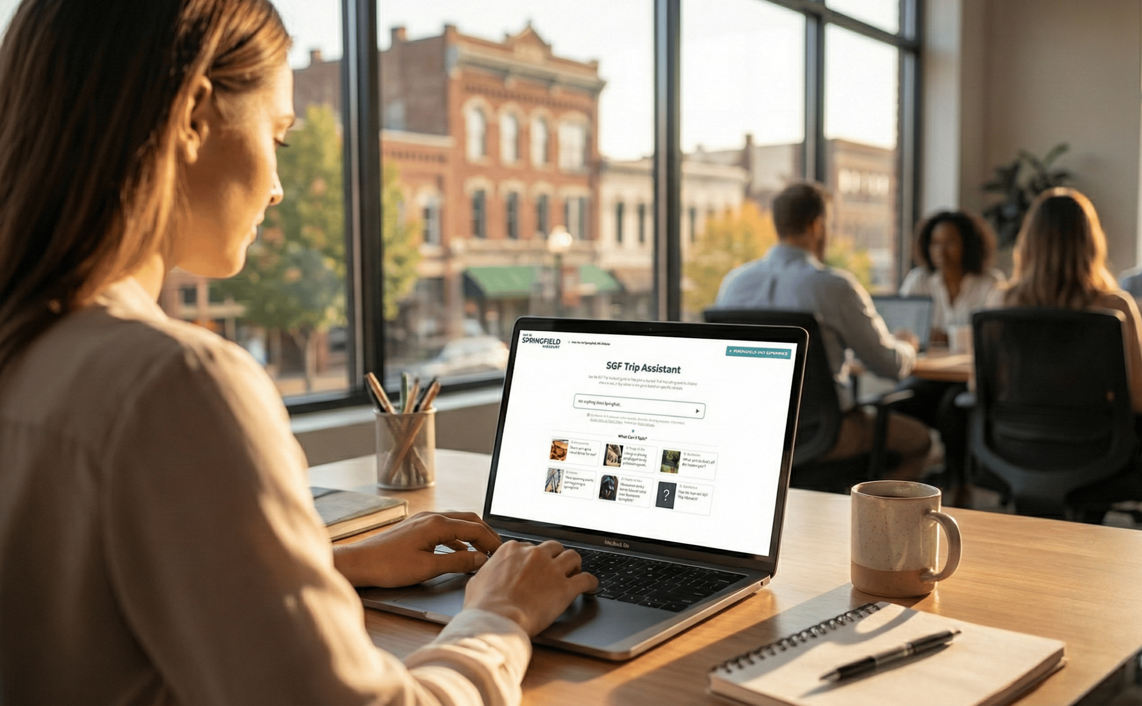 Screenshot of the SGF Trip Assistant interface helping a user plan a Springfield visit